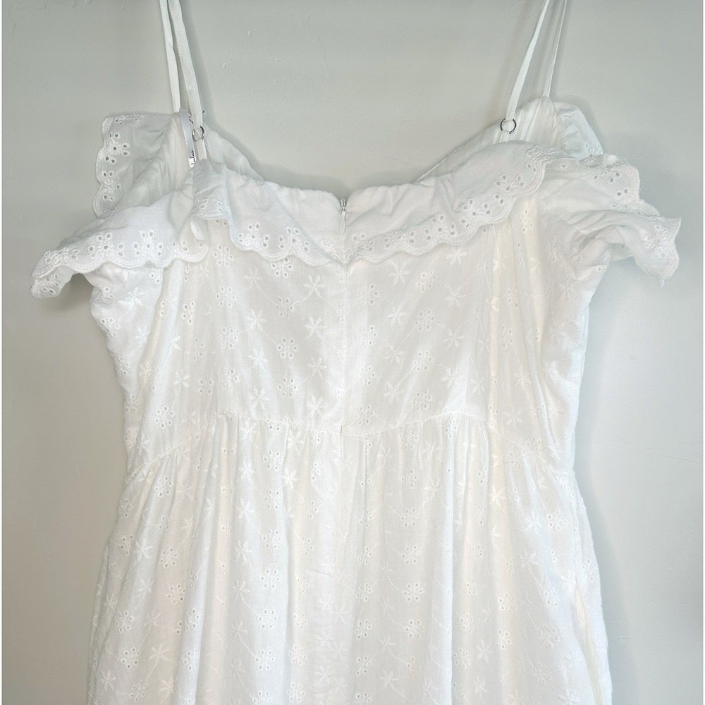 Lulus Lovely Weather White Eyelet Midi Dress L Bustier Embroidered Sundress NWT - Picture 11 of 16